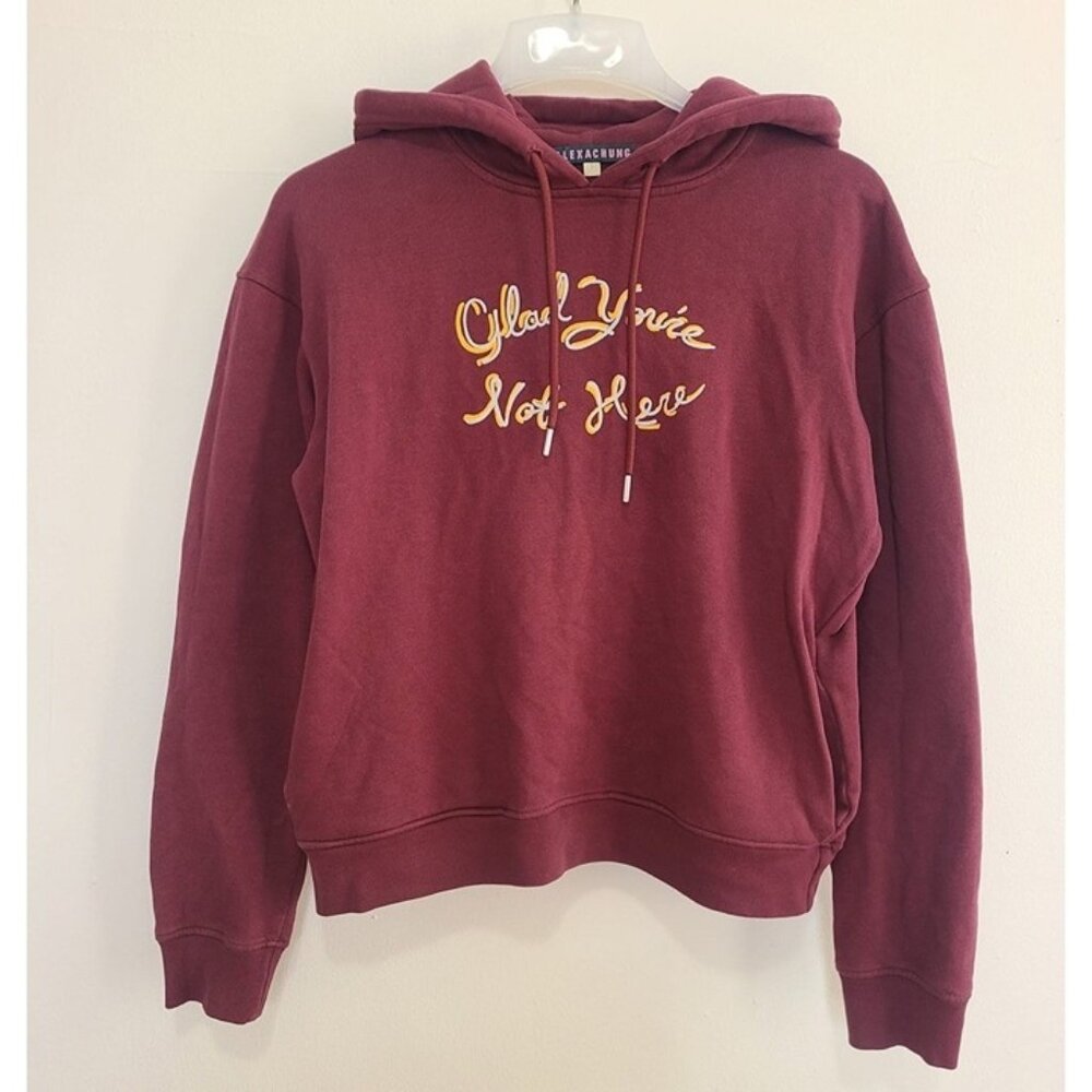 Alexa chung Women’s Glad You’re Not Here Hoodie Burgundy Size S 100% Cotton